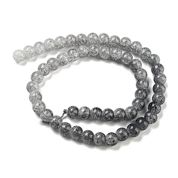 Spray Painted Crackle Glass Beads Strands, Gradient Color, Segmented Multi-color Beads, Round, Gray, 8mm, Hole: 1mm, about 48pcs/strand, 14.96 inch(38cm)