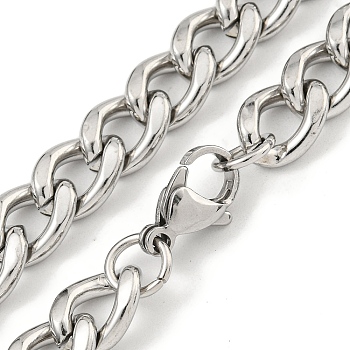 Non-Tarnish 201 Stainless Steel Cuban Link Chain Necklaces for Women and Men, Stainless Steel Color, 21.97 inch(55.8cm)