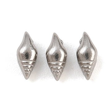 304 Stainless Steel Beads, Conch Shell Shape, Stainless Steel Color, 8.5x4x3.5mm, Hole: 1.8mm