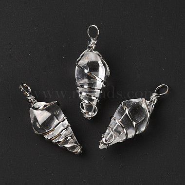Glass Wire Wrapped Pendants(G-D458-05P-12-RS)-4