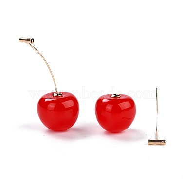 Lifelike Cherry Resin Dangle Stud Earrings(EJEW-F274-01D)-3