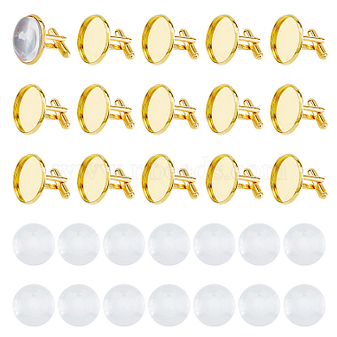 DIY Blank Dome Brass Cufflink Making Kits(BUTT-DC0001-14)-1