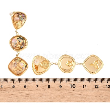304 Stainless Steel Resin Stud Dangle Earrings(SA-E001-01G)-6