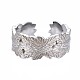 Non-Tarnish 304 Stainless Steel Leaf Wrap Open Cuff Ring(RJEW-T023-27P)-1