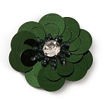 Flower Shape PVC Sequin/Paillette Beading Appliques, Sew on Ornament Accessories, for DIY Clothes, Bag, Shoes Decoration, Dark Green, 29~30x6mm(DIY-WH0308-287J)