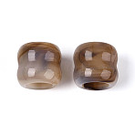Two Tone Opaque Acrylic Beads, Large Hole Beads, Imitation Gemstone, Grooved Column, Camel, 20x18.5mm, Hole: 12mm(OACR-N157-03)