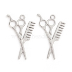 Tarnish Resistant 304 Stainless Steel Pendants, Hair Scissor, Stainless Steel Color, 33.5x22x1mm, Hole: 2.5mm(STAS-D174-14P)