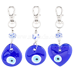 3Pcs 3 Styles Handmade Lampwork Evil Eye Pendant Decorations, with Round Porcelain Beads and Alloy Swivel Lobster Claw Clasps, Mixed Shapes, 85~88.5mm, 1pc/style(HJEW-CP0001-37)