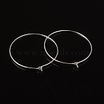 Brass Wine Glass Charm Rings, Hoop Earrings Findings, Silver, 35x0.8mm, 20 Gauge(EC067-4S)