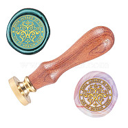 Wax Seal Stamp Set, Sealing Wax Stamp Solid Brass Head,  Wood Handle Retro Brass Stamp Kit Removable, for Envelopes Invitations, Gift Card, Flower Pattern, 83x22mm(AJEW-WH0208-256)