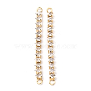 Brass Clear Teardrop Cubic Zirconia Links Connectors, Long-Lasting Plated, Rectangle, Real 18K Gold Plated, 58x3.5~5x3mm, Hole: 2.5mm(ZIRC-G170-20G)