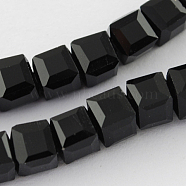 Glass Bead Strands, Faceted, Cube, Black, 3~4x3~4x3~4mm, Hole: 0.5mm, about 100pcs/strand, 13.5 inch(GLAA-R041-3x3mm-20)