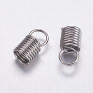 304 Stainless Steel Coil Cord Ends, Stainless Steel Color, 11x5.5mm, Inner Diameter: 4mm, Hole: 4mm(STAS-K146-070-11x5mm)
