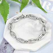 304 Stainless Steel Coffee Bean Chain Bracelets for Women Men, Stainless Steel Color, 8-1/4 inch(21cm)(BJEW-F488-45P)