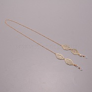 Zinc Alloy Eyeglasses Chains, Neck Strap for Eyeglasses, Hollow Leaf Link Chain with Plastic Loop Ends, Light Gold, 27.56 inch(70cm)(AJEW-TAC0028-11KCG)