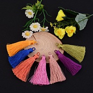 Nylon Tassel Big Pendant Decorations, Mixed Color, 70~74x11mm, Hole: 4mm(NWIR-I003-M)