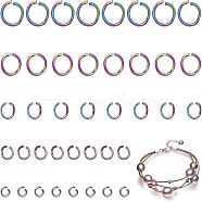 250Pcs 5 Styles 304 Stainless Steel Open Jump Rings, Round Ring, Rainbow Color, 20~22 Gauge, 3.5~10x0.6~1mm, Inner Diameter: 2.3~7mm, 50pcs/style(STAS-CA0001-65)