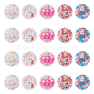 20Pcs 5 Style Polymer Clay Rhinestone Beads, Pave Disco Ball Beads, Round, Mixed Color, 16x16~17mm, Hole: 1.5~2mm, 4pcs/style(CLAY-TA0001-32)