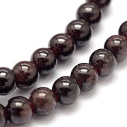 Garnet Round Beads Strands, 5~5.5mm, Hole: 0.5mm, about 70~80pcs/strand, 15.7 inch(G-O081-01-5mm)