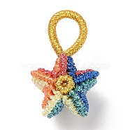 Woven Cotton Rope Pendant, Pentacle, Colorful, 20x12.5x9.5~11mm, Hole: 6x5.5mm(FIND-H033-01C)