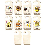 Wood Baby Closet Size Dividers, Baby Clothes Organizers, from Newborn to Toddler, Bees Pattern, 100x180x2.5mm, 10pcs/set(AJEW-WH0353-008)