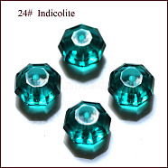 Imitation Austrian Crystal Beads, Grade AAA, Faceted, Octagon, Teal, 6x4mm, Hole: 0.7~0.9mm(SWAR-F083-4x6mm-24)