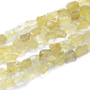 Raw Rough Natural Lemon Jade Beads Strands, Nuggets, 6~12x6~10x5~8mm, Hole: 0.7mm, about 48pcs/strand, 15.75 inch(40cm)(G-I279-B11)