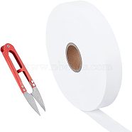 Blank Sewing Cloth Labels, with Stainless-Steel Scissor, White, 1 inch(25mm), 200m/roll(OCOR-FG0001-09A)