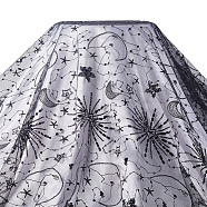 Sequin Star Moon Pattern Embroidered Polyester Mesh Fabrics, for DIY Sewing Dress, Black, 125~130x0.1cm(DIY-WH0530-45C)