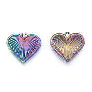 Ion Plating(IP) 201 Stainless Steel Pendants, Heart, Rainbow Color, 18.5x20.5x2.5mm, Hole: 1.8mm(STAS-N098-239M)
