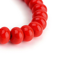 Handmade Porcelain Beads, Bright Glazed Porcelain, Rondelle, Red, 8x5mm, Hole: 1~2mm(PORC-T001-B04)