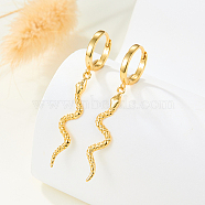 925 Sterling Silver Snake Dangle Hoop Earrings, Golden, 38x11mm(NB5630-1)