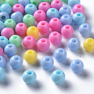 Opaque Acrylic Beads, Round, Mixed Color, 6x5mm, Hole: 1.8mm, about 4400pcs/500g(MACR-S370-C6mm-M1)