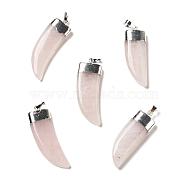 Natural Rose Quartz Pendants, with Silver Tone Brass Findings, Dagger Shape, 41~42x15~16x6.5~7.5mm, Hole: 5x7.5mm(G-P474-04S-02)