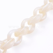 Handmade Acrylic Rolo Chains, Belcher Chain, Imitation Gemstone Style, Wheat, Links: 20x18x8mm, about 39.37 inch(1m)/strand(AJEW-JB00537-01)