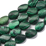 Synthetic Malachite Beads Strands, Twist Oval, 14x10x4mm, Hole: 1.4mm, about 28pcs/strand, 15.75 inch(40cm)(G-L605-C01-01)