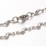 304 Stainless Steel Bar Link Chains Necklaces, with Lobster Claw Clasps, Stainless Steel Color, 17.3 inch(43.9cm)(NJEW-O066-36P)