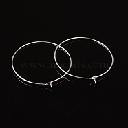 Brass Wine Glass Charm Rings, Hoop Earrings Findings, Silver, 35x0.8mm, 20 Gauge(EC067-4S)