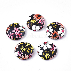 Imitation Leather Cabochons, with Aluminum Bottom, Flat Round, Platinum, Colorful, 15x5mm(X-WOVE-S118-17G)