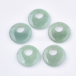 Natural Aventurine Pendants, Flat Round, 28x6~7mm, Hole: 10mm(G-S349-21A)