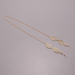 Zinc Alloy Eyeglasses Chains, Neck Strap for Eyeglasses, Hollow Leaf Link Chain with Plastic Loop Ends, Light Gold, 27.56 inch(70cm)(AJEW-TAC0028-11KCG)