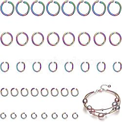 CHGCRAFT 250Pcs 5 Styles 304 Stainless Steel Open Jump Rings, Round Ring, Rainbow Color, 20~22 Gauge, 3.5~10x0.6~1mm, Inner Diameter: 2.3~7mm, 50pcs/style(STAS-CA0001-65)