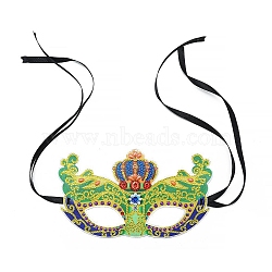 DIY 5D Diamond Painting Masquerade Mask Kits, including Mask, Resin Rhinestones, Diamond Sticky Pen, Tray Plate and Glue Clay, Crown Pattern, 130x240mm(DIAM-PW0003-005B-01)