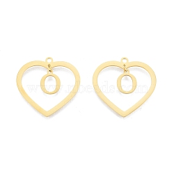 201 Stainless Steel Pendants, Hollow, Heart with Letter A~Z, Real 18K Gold Plated, Letter.O, 29x29.5x1mm, Hole: 2mm, A~Z: 12x8~10.5x1mm(STAS-N090-LA894-O-G)