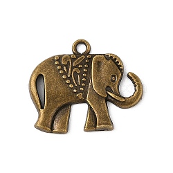 Elephant Tibetan Style Alloy Pendants, Cadmium Free & Nickel Free & Lead Free, Antique Bronze, 21x25x2.5mm, Hole: 2mm, about 455pcs/1000g(TIBEP-R344-52AB-FF)