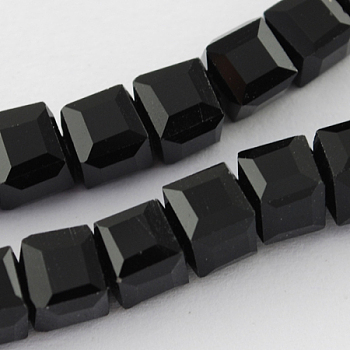 Glass Bead Strands, Faceted, Cube, Black, 3~4x3~4x3~4mm, Hole: 0.5mm, about 100pcs/strand, 13.5 inch