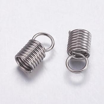 304 Stainless Steel Coil Cord Ends, Stainless Steel Color, 11x5.5mm, Inner Diameter: 4mm, Hole: 4mm