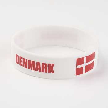 Silicone Wristbands Bracelets, Cord Bracelets, Denmark, White, 202x19x2mm