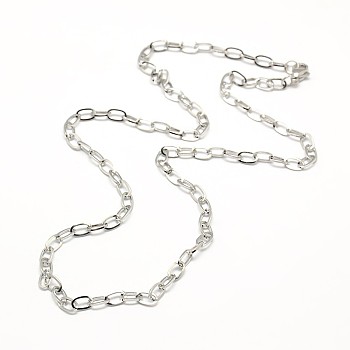 304 Stainless Steel Cable Chain Necklace Making, with Lobster Claw Clasps, Stainless Steel Color, 19 inch~20 inch(48.3~50.8cm), 4mm