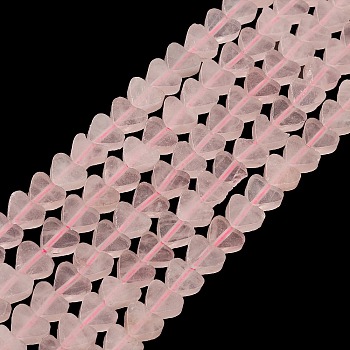 Natural Rose Quartz Beads Strands, Heart, 7~7.5mm, Hole: 0.6mm, about 62pcs/strand, 14.80''~15''(37.6~38.1cm)